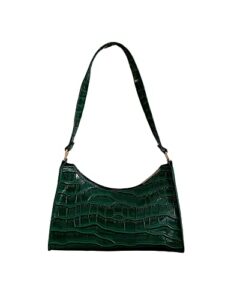 gorglitter women’s crocodile embossed shoulder bags classic hobo tote handbags green one size