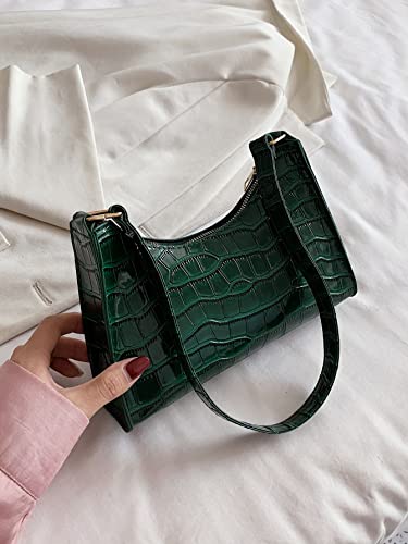 GORGLITTER Women's Crocodile Embossed Shoulder Bags Classic Hobo Tote Handbags Green One Size