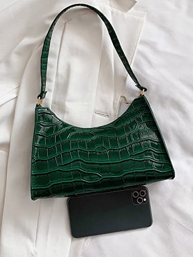 GORGLITTER Women's Crocodile Embossed Shoulder Bags Classic Hobo Tote Handbags Green One Size