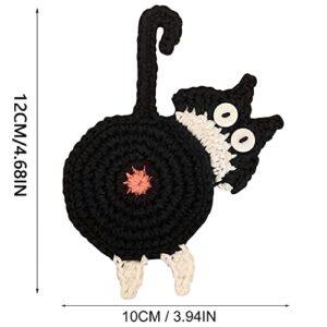 Graceice 3PCS Cat Coaster Woven Creative Cute Insulation Coffee and Tea Desktop Gifts