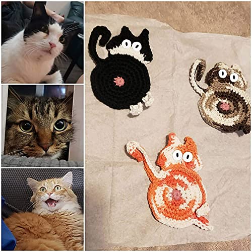 Graceice 3PCS Cat Coaster Woven Creative Cute Insulation Coffee and Tea Desktop Gifts