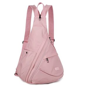 waterproof nylon sling backpack for women convertible crossbody bag casual backpack purse for outdoor travel hiking xb-10 (pink)