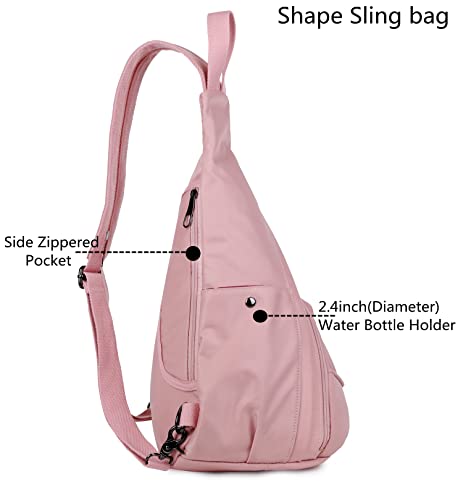 Waterproof Nylon Sling Backpack for Women Convertible Crossbody bag Casual Backpack Purse for Outdoor Travel Hiking XB-10 (Pink)