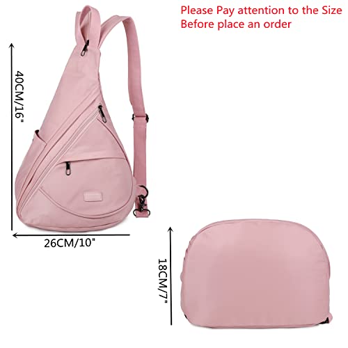 Waterproof Nylon Sling Backpack for Women Convertible Crossbody bag Casual Backpack Purse for Outdoor Travel Hiking XB-10 (Pink)