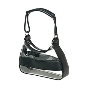 Clear Purse Stadium Approved, Black Accent Crossbody Handbag, Black Leather Jelly Bag