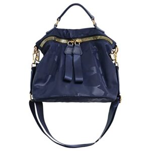 pakfieks splashproof nylon crossbody bag for women anti-theft camo purse shopping tote bag lightweight shoulder bag (blue camo)