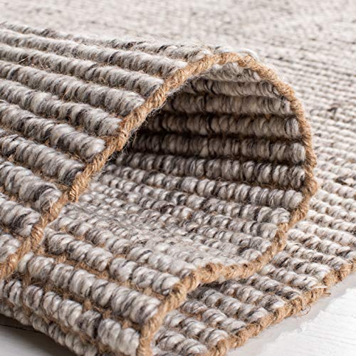 Safavieh Natural Fiber Collection 2' x 3' Silver/Natural NF826G Handmade Woven Fringe Jute Accent Rug