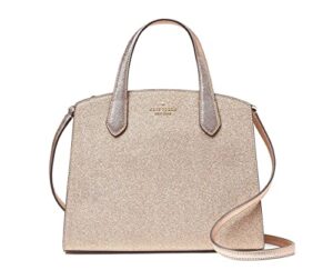 kate spade new york tinsel glitter fabric satchel crossbody purse (rose gold)