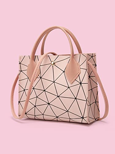 GORGLITTER Women's Geometric Tote Bags Top Handle Satchel Handbag Shoulder Handbag Purses Pink One Size