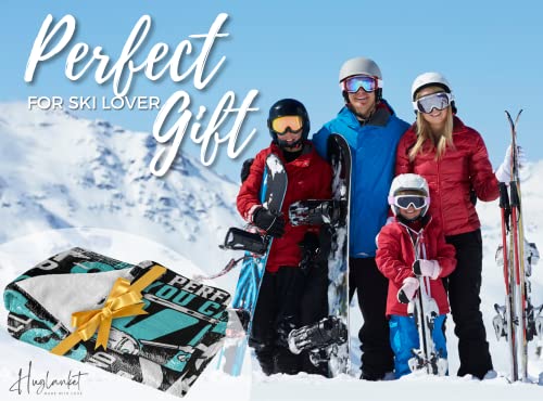 Huglanket Ski Blanket, Best Gifts for Skiers Unique Ski Design, Throw Blanket Gifts for The Coolest Skier, Flannel Plush Blankets - Quotes About Ski - 50"x 65"