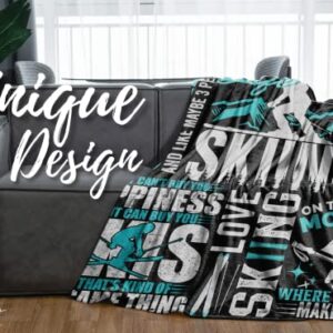 Huglanket Ski Blanket, Best Gifts for Skiers Unique Ski Design, Throw Blanket Gifts for The Coolest Skier, Flannel Plush Blankets - Quotes About Ski - 50"x 65"