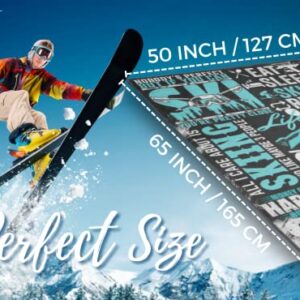 Huglanket Ski Blanket, Best Gifts for Skiers Unique Ski Design, Throw Blanket Gifts for The Coolest Skier, Flannel Plush Blankets - Quotes About Ski - 50"x 65"