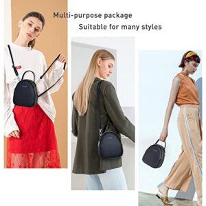 Mini Backpack for Women Multi Crossbody Bags Backpack Purse Shoulder Bag,Cute PU Leather Gift Idea for Girls-Black