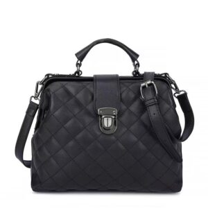 kkp medium lingge versatile artificial leather handbag women’s shoulder bag fashion women’s bag-black