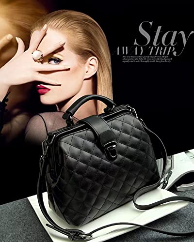 KKP Medium Lingge Versatile Artificial Leather Handbag Women's Shoulder Bag Fashion Women's Bag-black