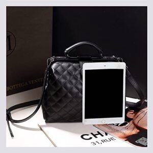 KKP Medium Lingge Versatile Artificial Leather Handbag Women's Shoulder Bag Fashion Women's Bag-black