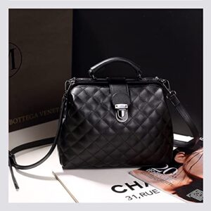 KKP Medium Lingge Versatile Artificial Leather Handbag Women's Shoulder Bag Fashion Women's Bag-black