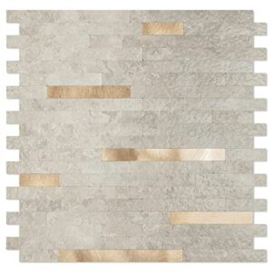 longking 10-sheet peel and stick backsplash tile, pvc stick on tile for kitchen, bathroom vanities, fireplace décor – ecru slate