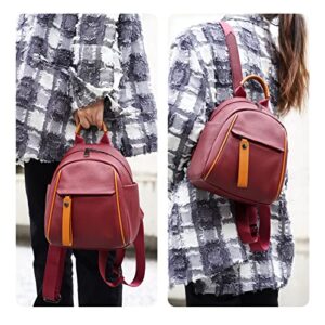 Hippopo Genuine Leather Mini Backpack Purse for Women & Men Mini Travel Bag, 7Liter Daypack,Fashion Bag (Wine Red Mini)