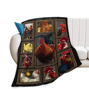 Chicken Blanket Rooster Blanket Farmhouse Country Chicken Plush Throw Blanket Super Soft Cozy Warm Fleece Blanket for Couch Sofa Gifts 40"X50"