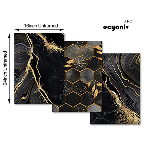 Black and Gold Marble Canvas Wall Art Gold Abstract Prints Black and White Marble Poster for Living Room Decor Marble Canvas Painting Black and White Geometric Abstract Wall Art 16x24inch No Frame