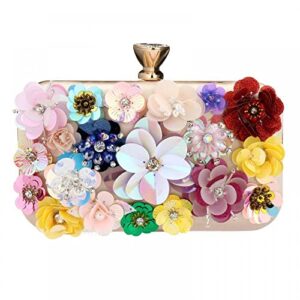 floral clutch purse vintage beaded flower evening handbag shoulder bag women wedding purse (mluticolor)