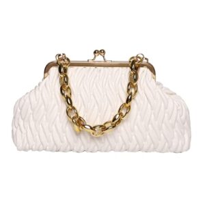 Evening Clutch Bag Formal Party Clutch Purses for Women Wedding Evening Purses Crossbody Shoulder Clutch Bag, White