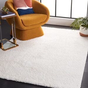 safavieh tahoe shag collection 9′ x 12′ white tho670a solid non-shedding 1.2-inch thick area rug