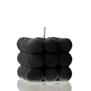 lawa bubble candle – cube soy wax geometric candle elegant aesthetic candle housewarming gift home decor idea black | white
