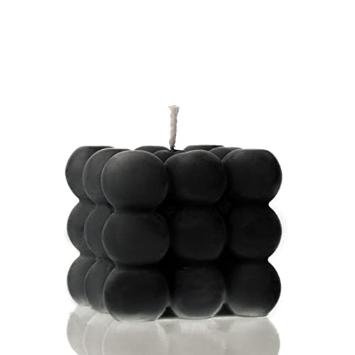 LAWA Bubble Candle - Cube Soy Wax Geometric Candle Elegant Aesthetic Candle Housewarming Gift Home Decor Idea Black | White