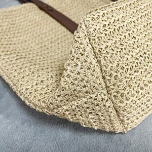 Women Straw Woven Tote Large Beach Handmade Weaving Shoulder Bag Travel Beach Totes Bag Summer Handbag
