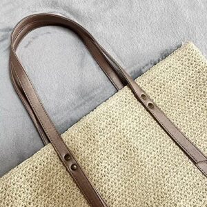 Women Straw Woven Tote Large Beach Handmade Weaving Shoulder Bag Travel Beach Totes Bag Summer Handbag