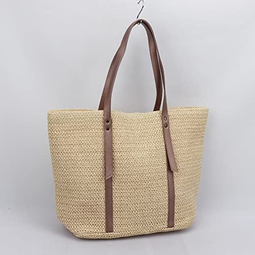 Women Straw Woven Tote Large Beach Handmade Weaving Shoulder Bag Travel Beach Totes Bag Summer Handbag