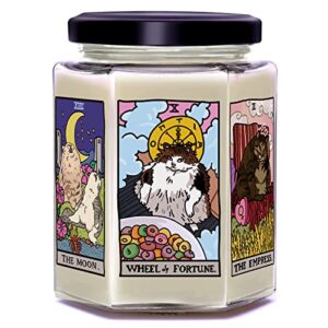 gifts for women-best friend birthday gifts for women-astrology gifts for women-witchy gifts for women-funny candles gifts for her,sister,mom,bff-tarot cat scented candles gifts for women-8oz