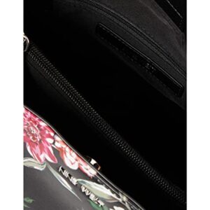 Nine West Skyes Satchel Black Blooms Floral One Size