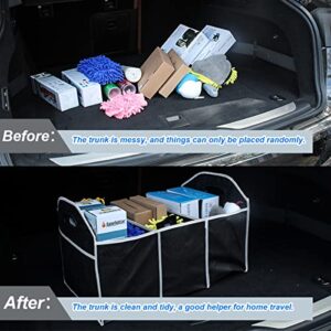 Car Trunk Organizer, Portable Foldable Waterproof Auto Storage Bag with 3 Compartments, Collapsible Cargo Trunk Groceries Organizer, Car Accessories Universal for SUV, Truck, Van, Sedan (Black2)