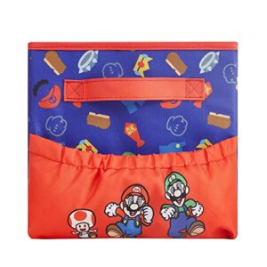 Idea Nuova Nintendo Super Mario Kids Collapsible Storage Organizer Bin with Front Pocket,9" Hx10 W x 15" L