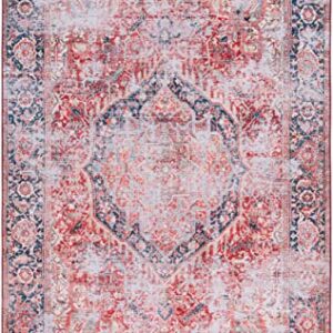 SAFAVIEH Tucson Collection Machine Washable Slip Resistant 5' x 8' Rust/Navy TSN177P Vintage Persian Medallion Distressed Living Room Dining Bedroom Area Rug