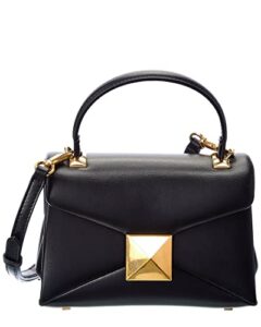 valentino one stud mini leather shoulder bag, black