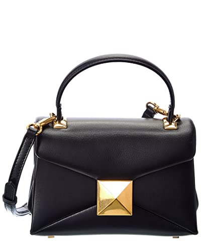 Valentino One Stud Mini Leather Shoulder Bag, Black