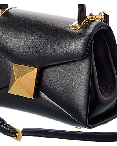 Valentino One Stud Mini Leather Shoulder Bag, Black