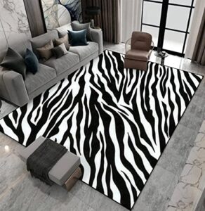 modern abstract black and white zebra area rug, zebra striped animal print rugs, soft non slip machine washable carpet for living room bedroom study kitchen home decor, 4x6ft