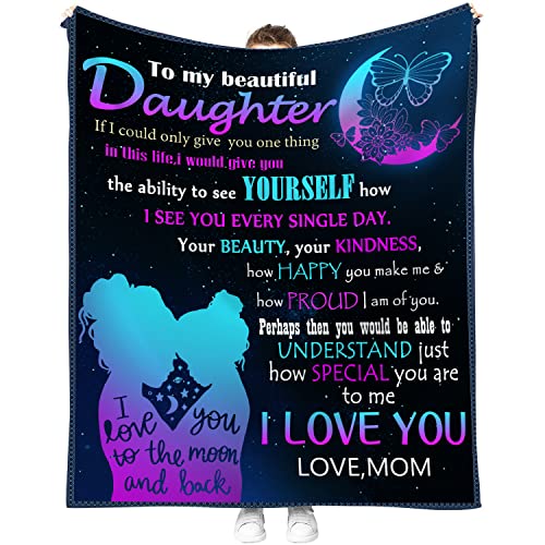 Coolim Daughter Gift from Mom, to My Daughter Blanket from Mom, Daughter Gifts, Halloween Christmas Birthday Gifts for Daughter (Daughter Gift from Mom, 60" L x 50" W)