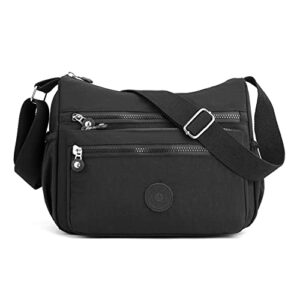 keepop women nylon shoulder handbag roomy crossbody purse lightweight fashion multi pocket top handle satchel shopper work travel hobo bag