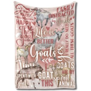 Huglanket Goat Gifts for Goat Lovers, Goat Throw Blanket, Unique Watercolor Goat Design, Flannel Blanket Gifts for Girls, Women, and Friends, 50"x 65"