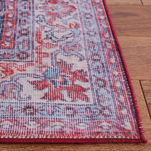 SAFAVIEH Tucson Collection Machine Washable Slip Resistant 3' x 5' Red/Beige TSN140Q Vintage Persian Medallion Entryway Living Room Foyer Bedroom Accent Rug