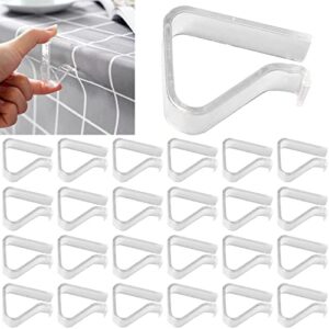 transparent clear tablecloth clips, plastic table cloth clips，windproof table cover holder clamps，table cloth holder for christmas home wedding party indoor outdoor camping picnic (24, large)