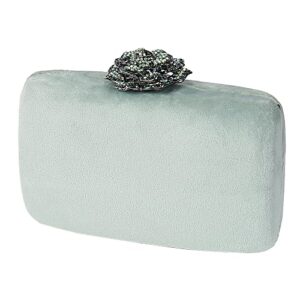 Women Velvet Evening Clutch Bag Beaded Flower Top Cocktail Party Handbag(Mint)