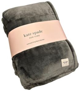 oversized king velvet soft fleece / plush luxury blanket | gray / grey by kate spade | 112″ x 92″