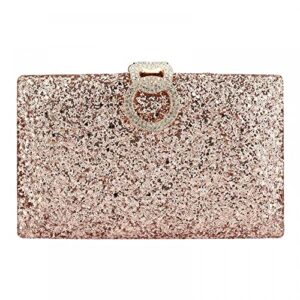 erouge women’s clutch purse rhinestone wedding party purse evening clutch bag (rose gold)